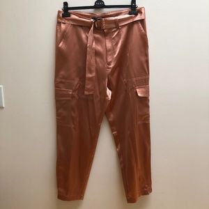 NWT Banana Republic Silk Satin Belted Cargo Pants Sz 12